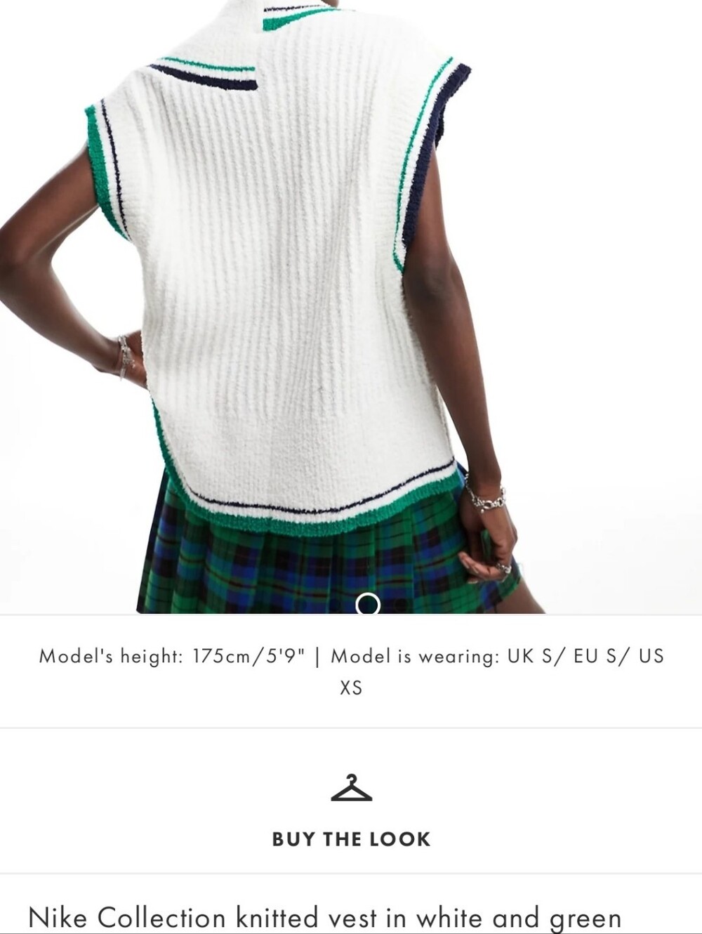 Brand New White Knit V-Neck Vest with Green & Navy Trim - Picture 4 of 5